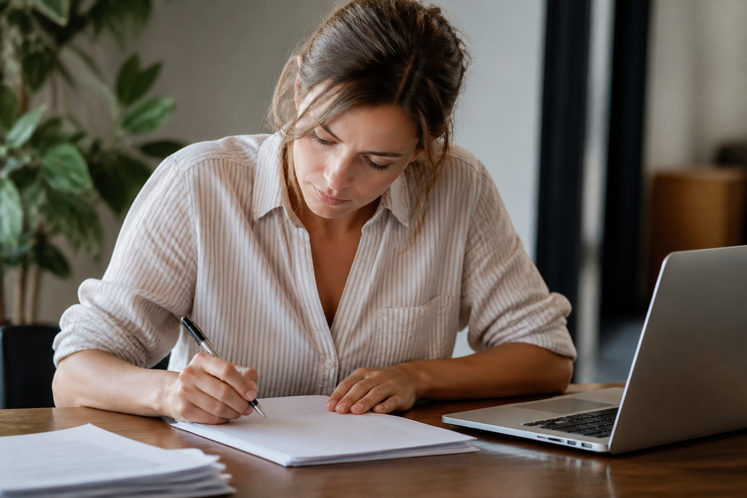 Professionnel consultant documents regulatoires sur ecran numerique